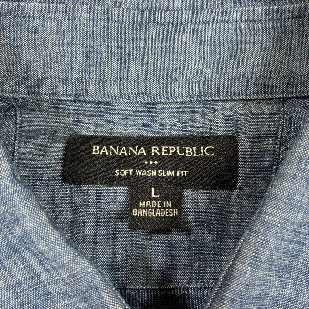 Banana Republic Soft Wash Slim Fit Long Sleeve Button Shirt Mens Large Blue